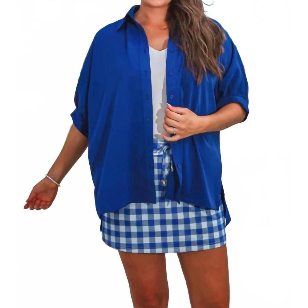 NEW JESS LEA sutton button up top in royal blue